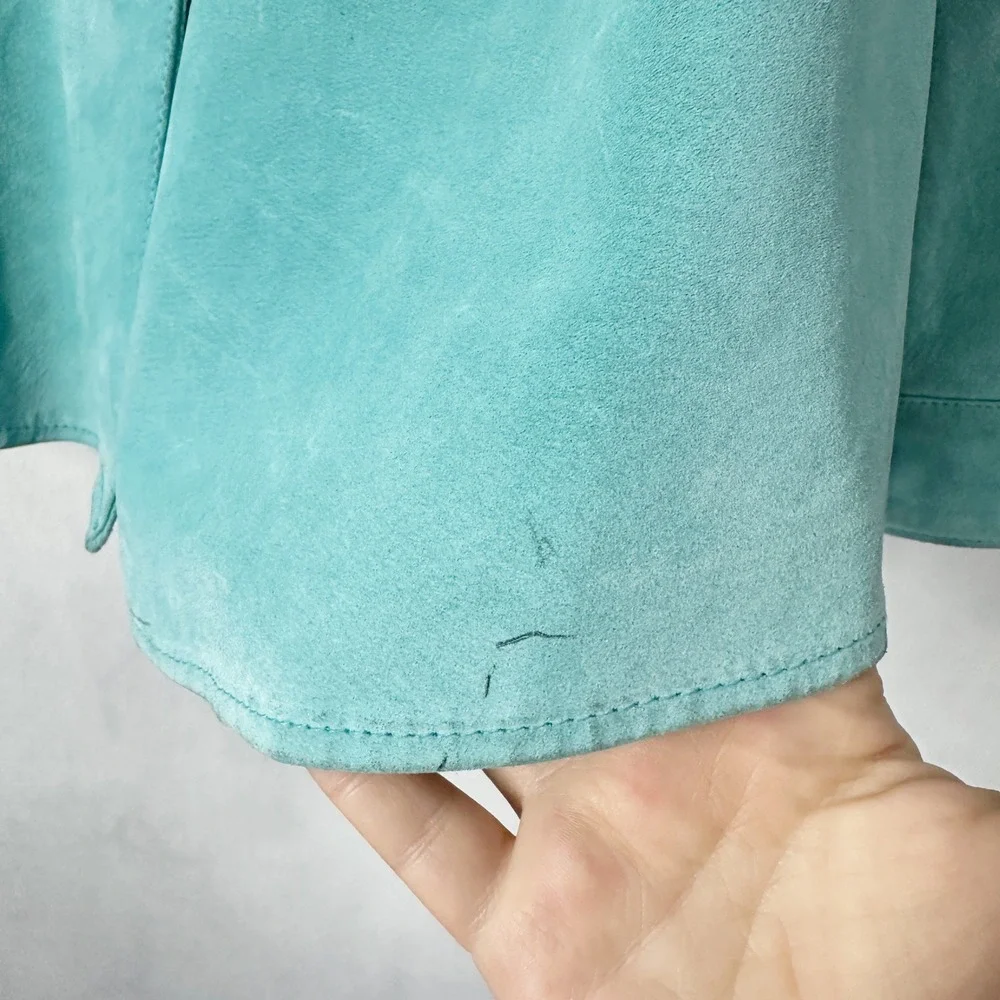 Pendleton Turquoise Blue Genuine Suede Shacket Shirt Jacket Womens‎ Size Medium